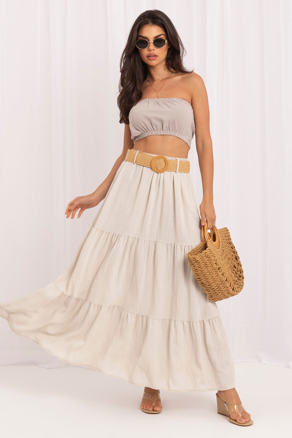 Jupe femme Italy Moda Longue Longue — beige