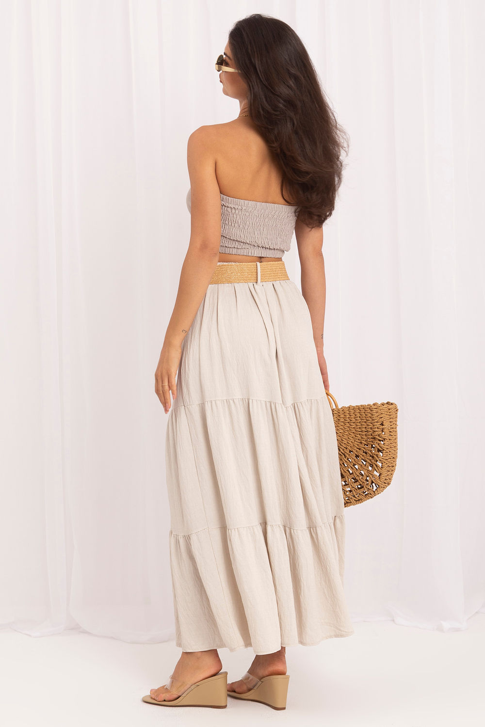 Jupe femme Italy Moda Longue Longue — beige