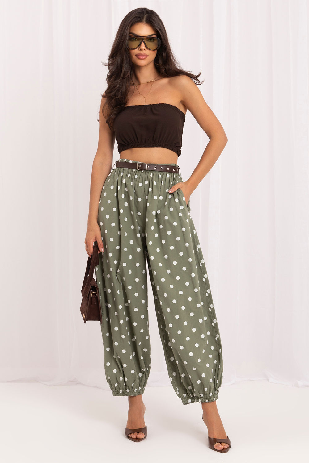 Chaussures à talons femme Italy Moda Pantalon Pantalon — vert