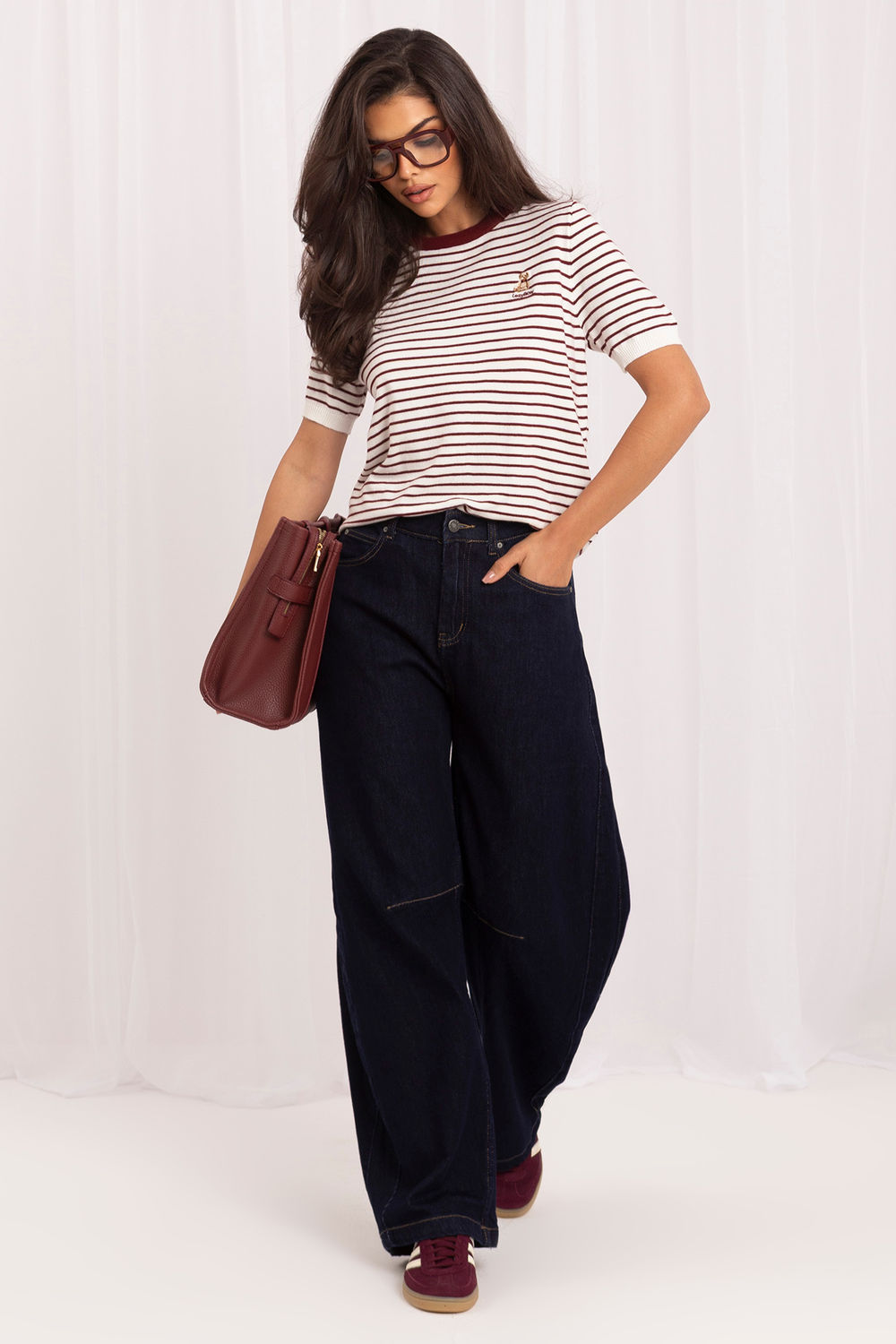 Pull femme Italy Moda À Manches Courtes — blanc