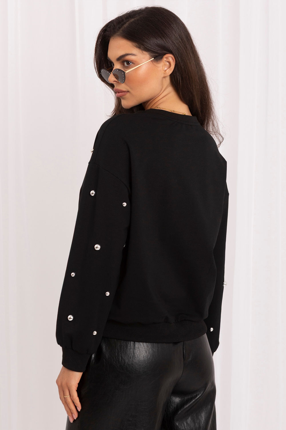T-shirt femme Italy Moda Sweatshirt Sweatshirt — noir