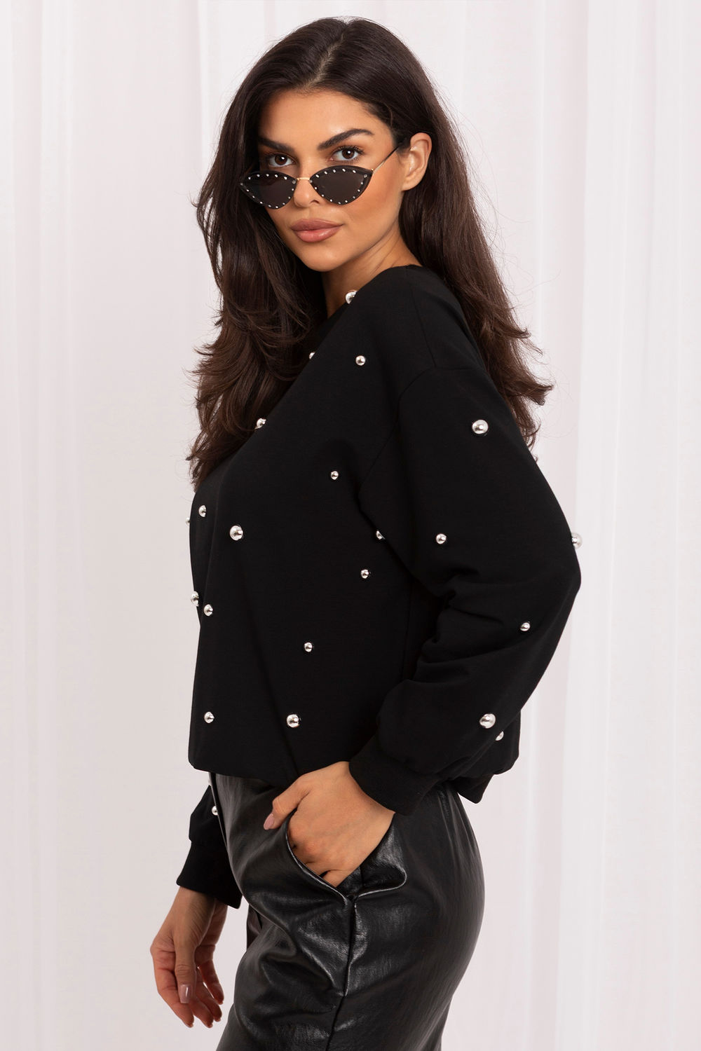 T-shirt femme Italy Moda Sweatshirt Sweatshirt — noir