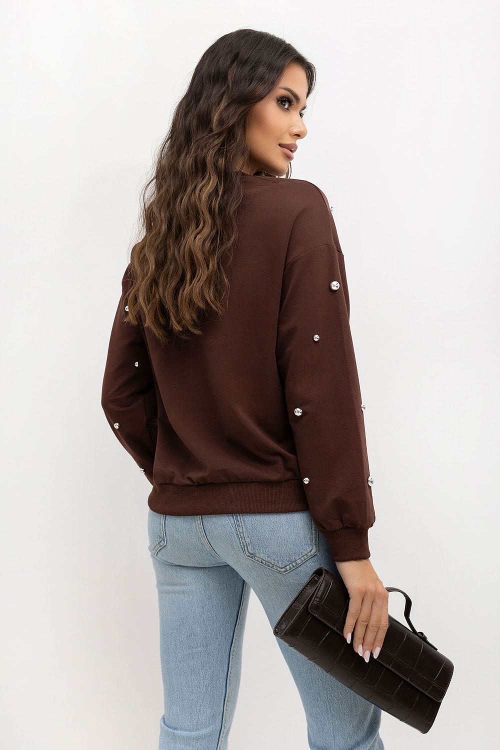 T-shirt femme Italy Moda Sweatshirt Sweatshirt — brun