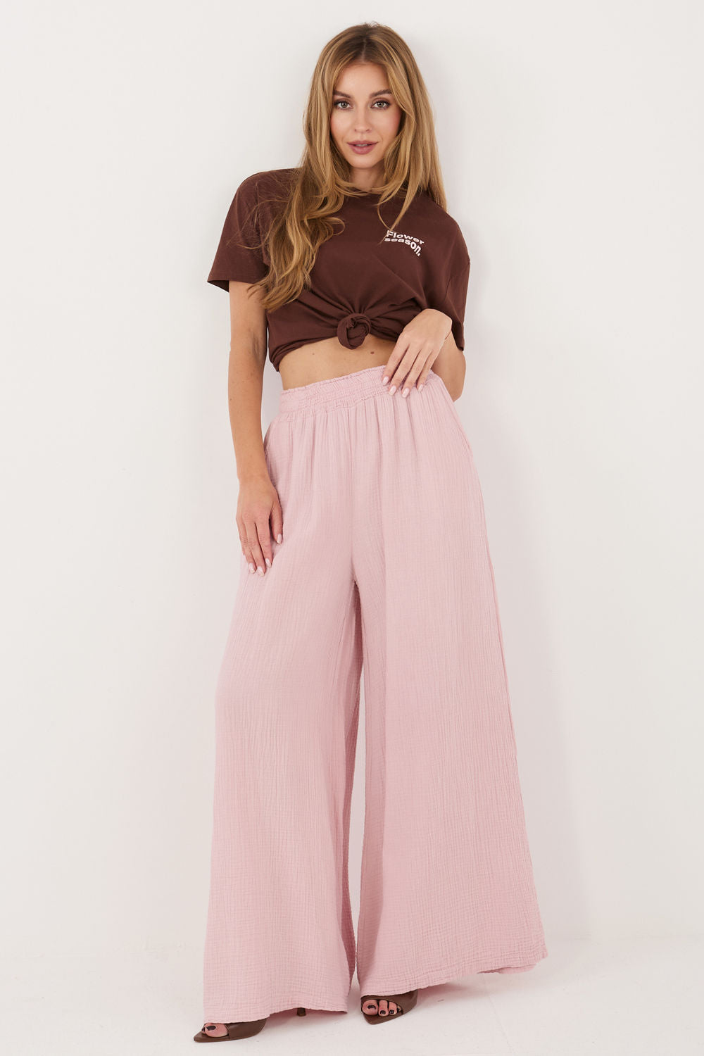 Chaussures à talons femme Italy Moda Pantalon Pantalon — rosé