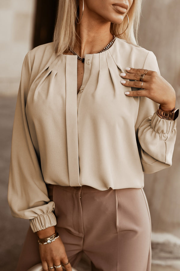 Chemise femme col rond — kaki