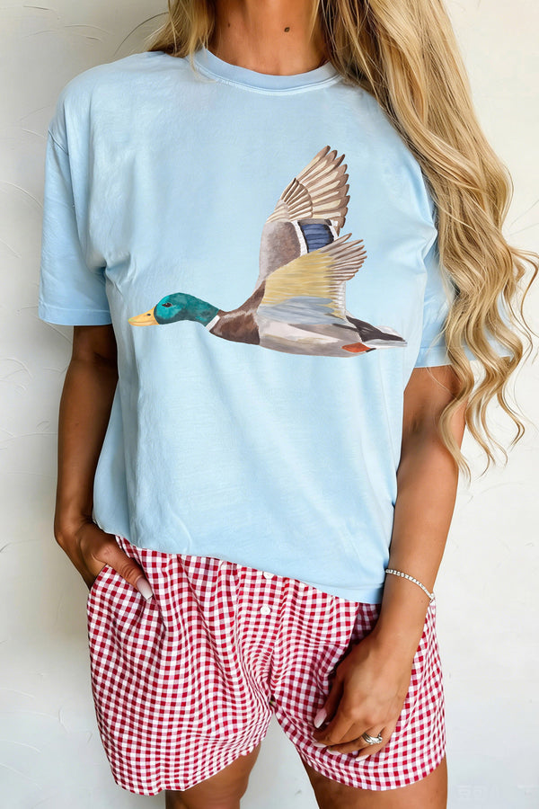 T-shirt femme graphique — bleu clair