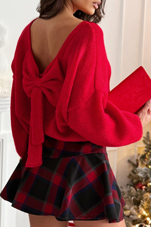 Pull femme manches ballon — rouge feu