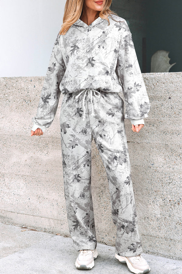 Hoodie camouflage, à capuche — gris clair