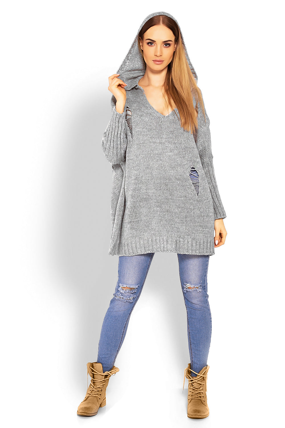 Pull femme PeeKaBoo Chandail Long Chandail — gris