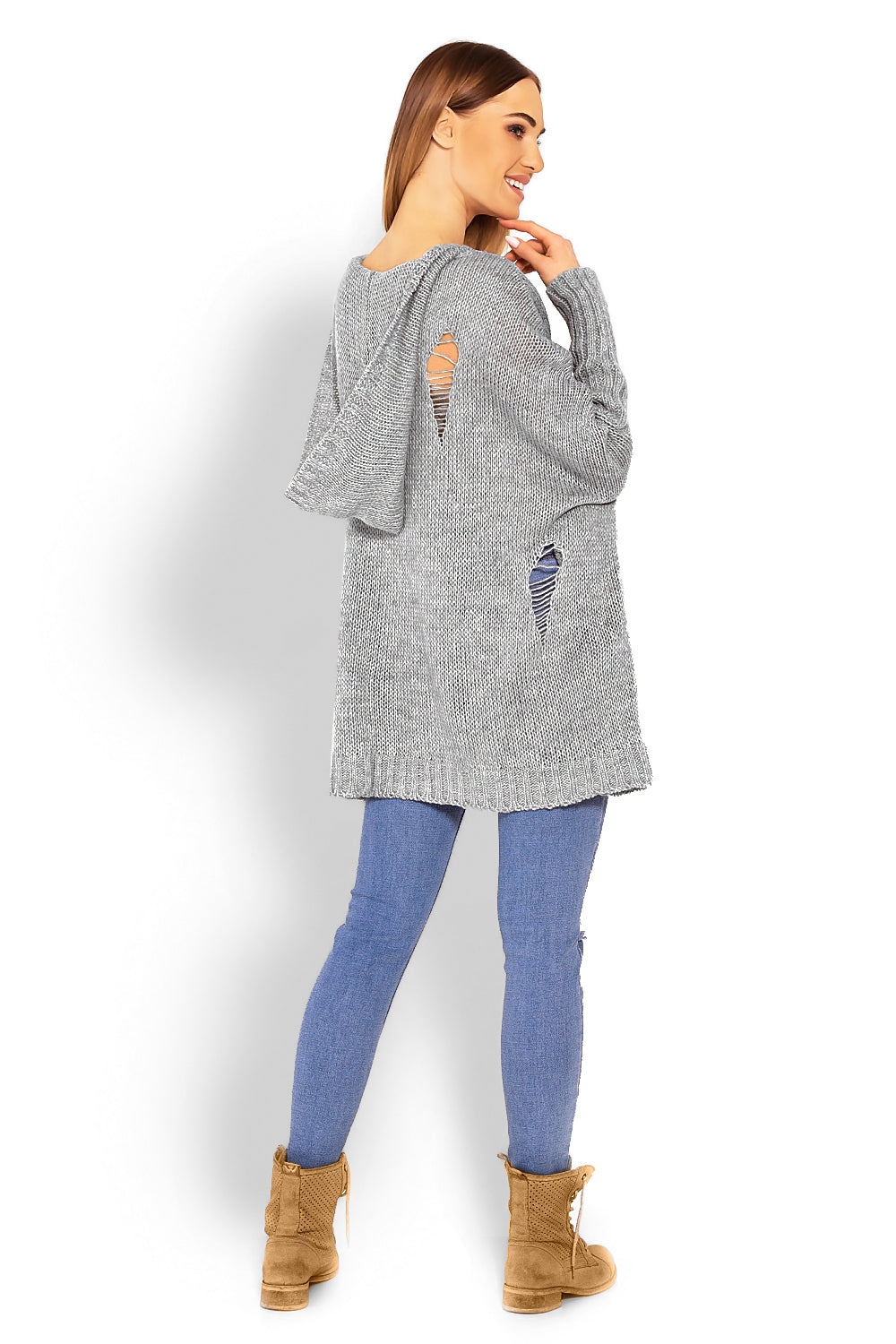 Pull femme PeeKaBoo Chandail Long Chandail — gris