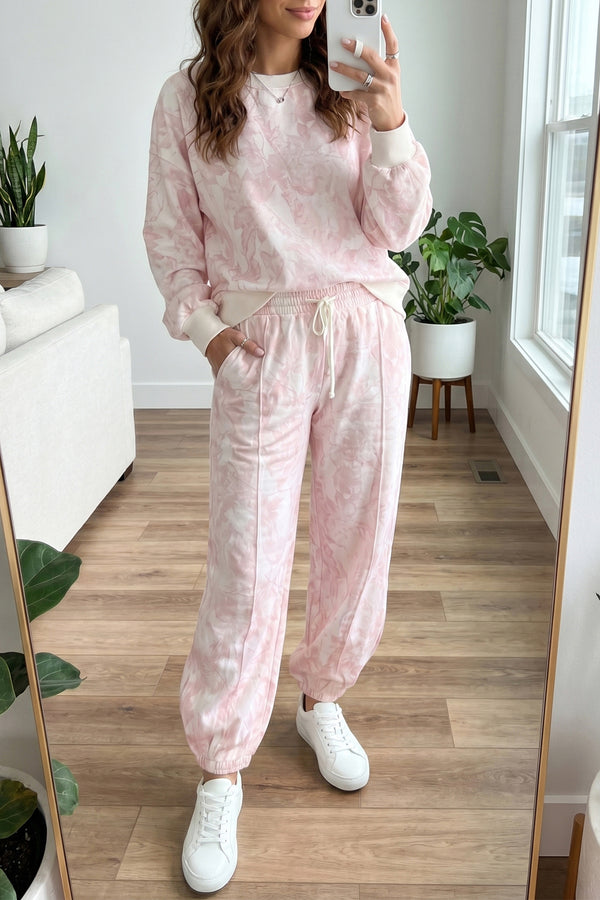 Pantalon femme à cordon, épaules tombantes — rose