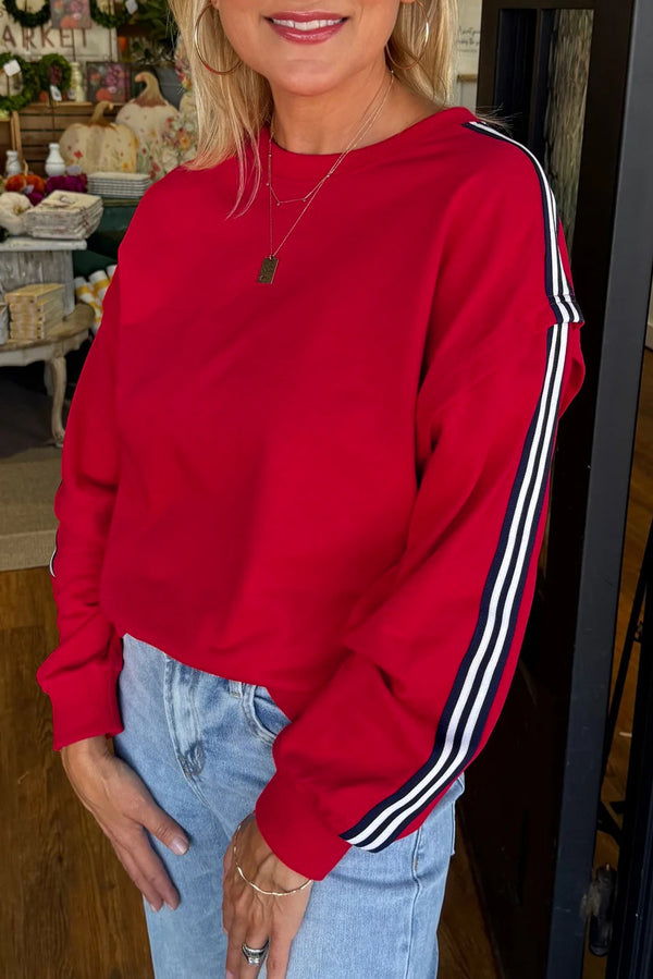 Sweat femme rayé — rouge feu