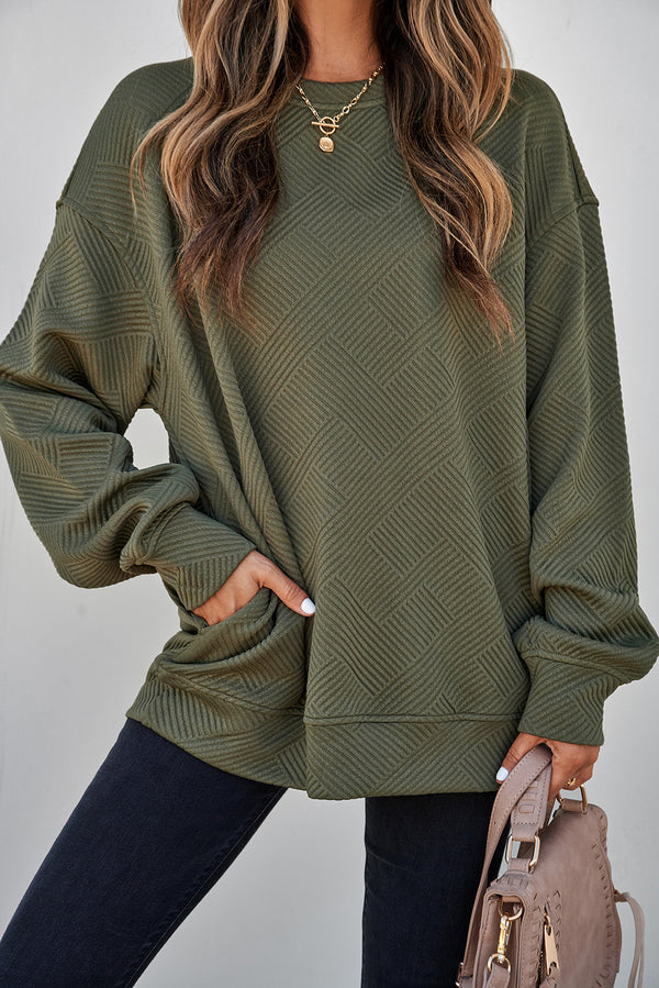 Sweat femme épaules tombantes, col rond, uni — vert