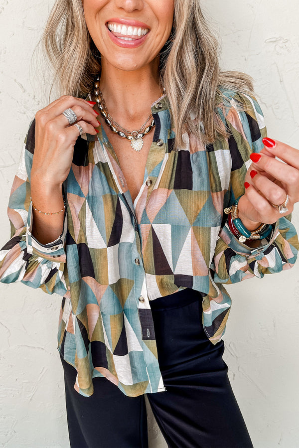 T-shirt femme boutonnée, ample — vert