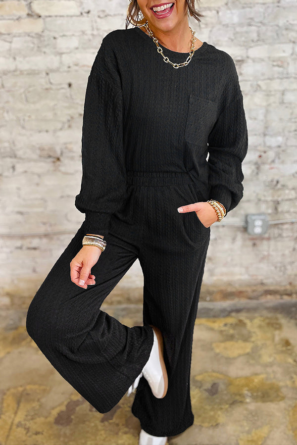 Ensemble femme poches, manches longues — noir
