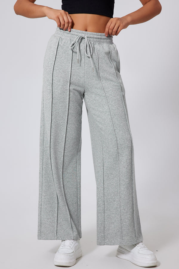 Pièce mode femme à cordon, taille haute, jambe large — gris · LC265588-P11 · LC265588-P11-2XL