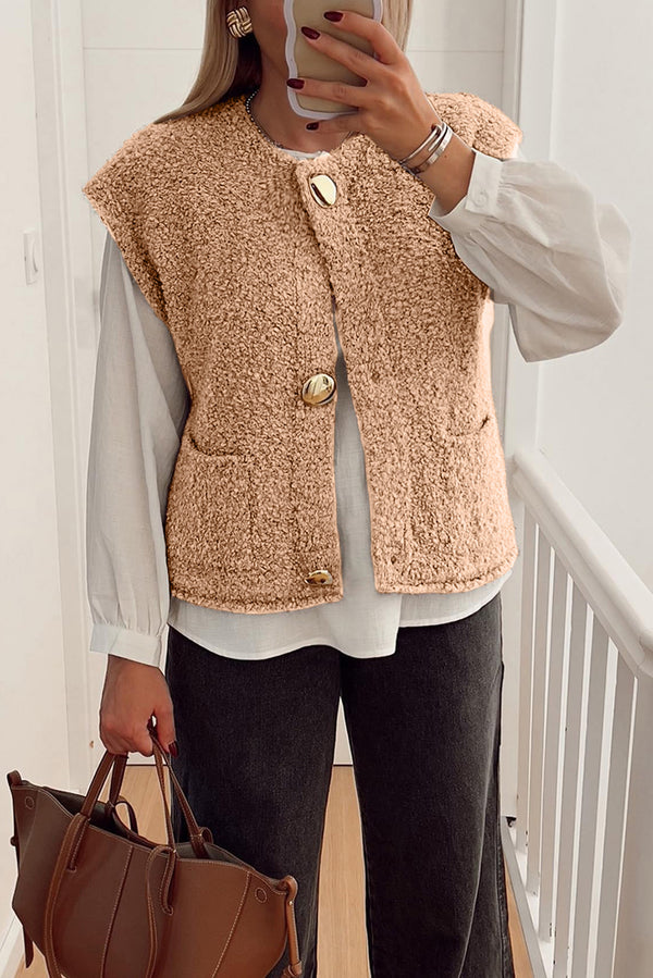 Pièce mode femme boutonnée, poches — beige