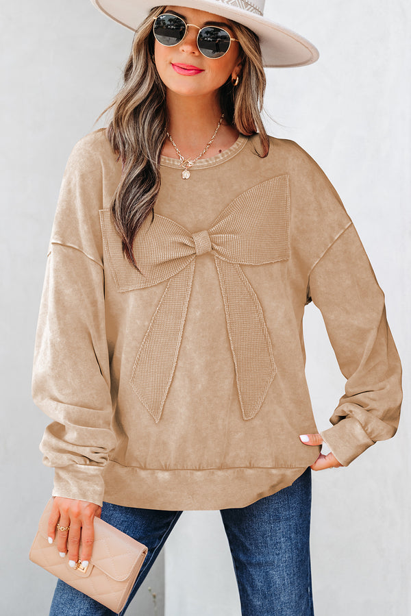 Sweat femme patchwork — beige
