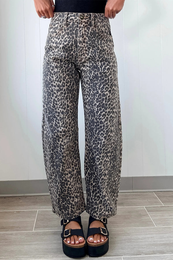 Jean femme léopard, taille haute — noir
