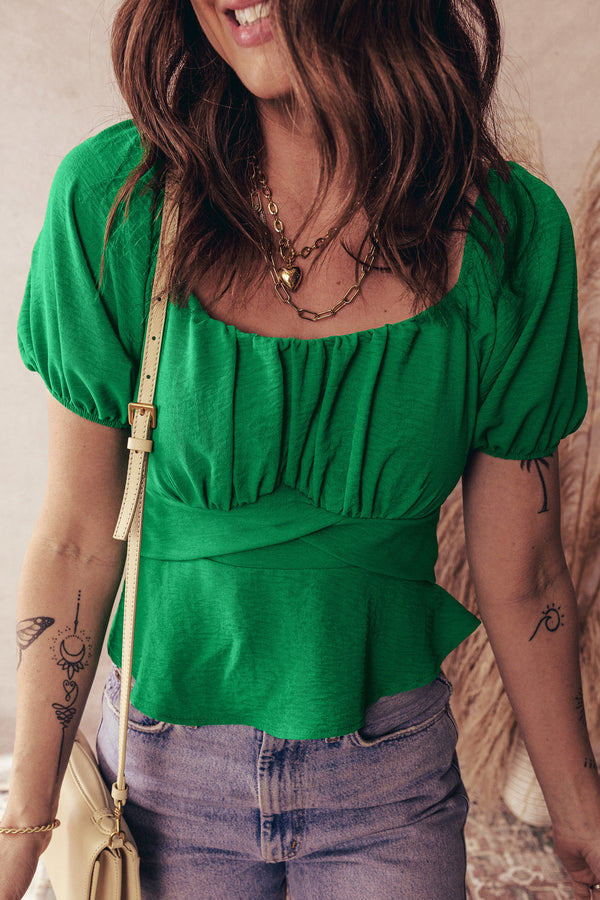 Ensemble femme manches courtes, uni — vert foncé