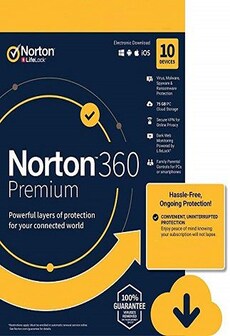 Norton 360 Premium + 75 GB Cloud Storage (10 Devices, 1 Year) - NortonLifeLock Key - UNITED STATES / CANADA