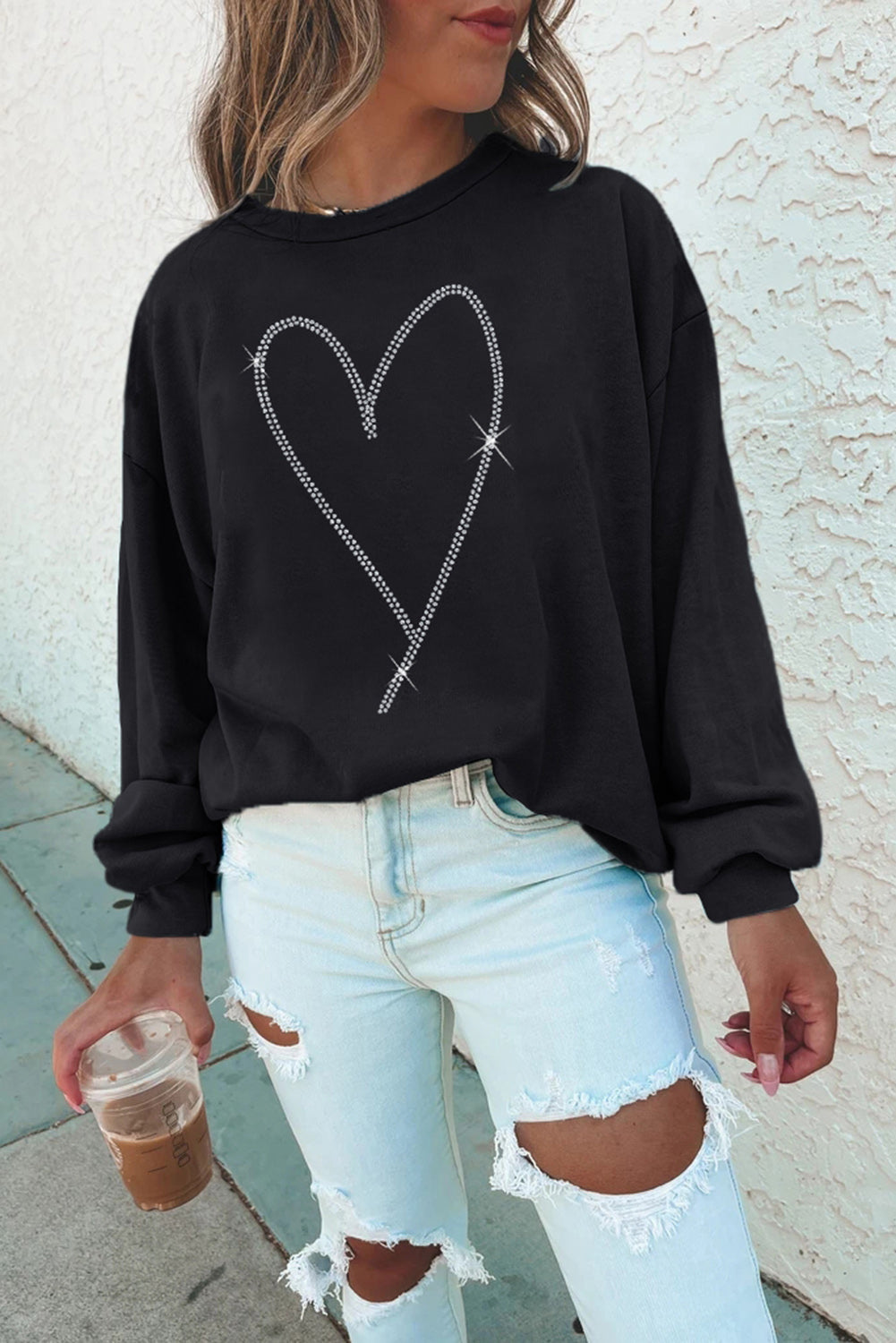 Sweat femme strass — noir
