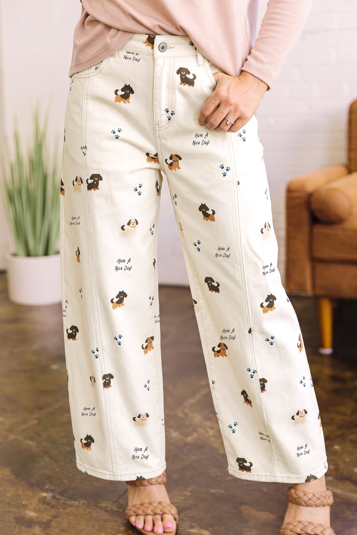 Jean femme jambe large — blanc