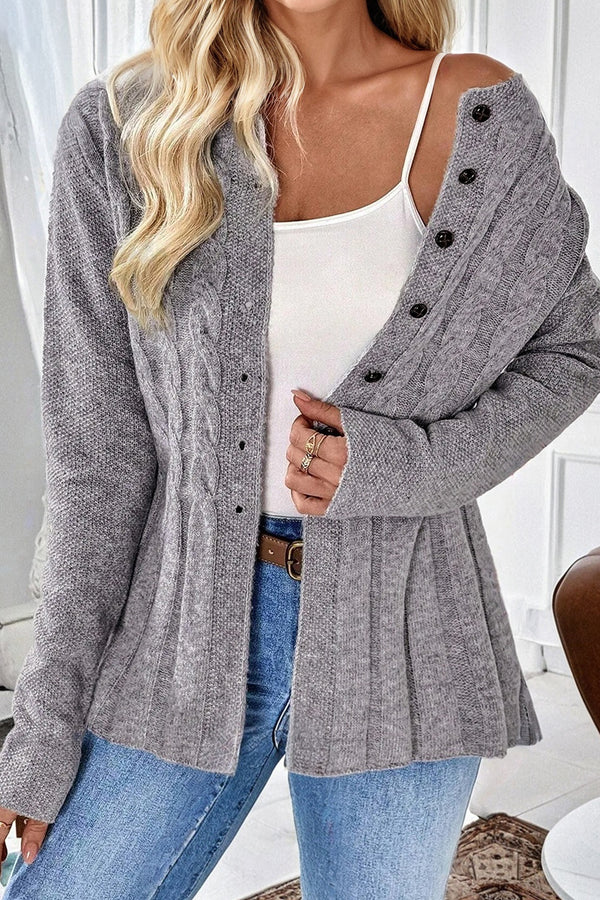 High Cable Knit Cardigan Sweater femme