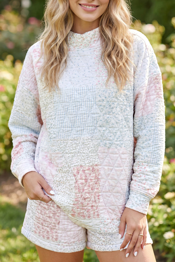 Ensemble femme floral, col montant — multicolore