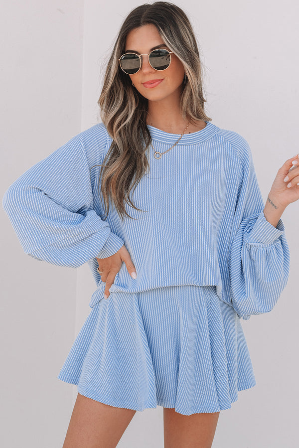 Jupe femme à volants, taille haute, mini — bleu ciel