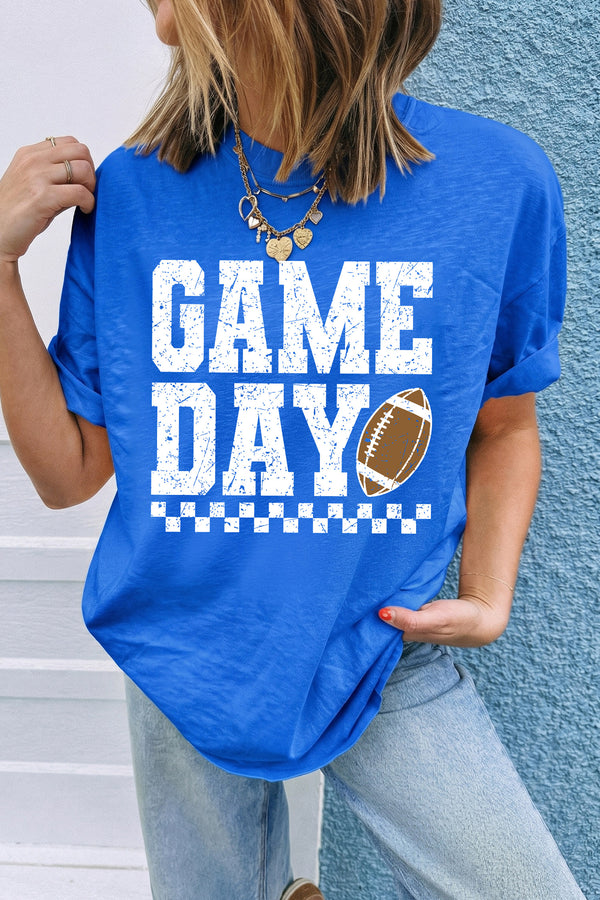 T-shirt femme graphique, à carreaux — bleu foncé