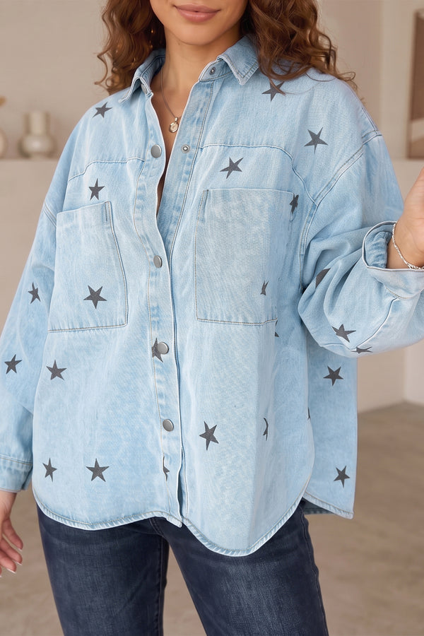 Veste femme manches longues, denim — bleu ciel