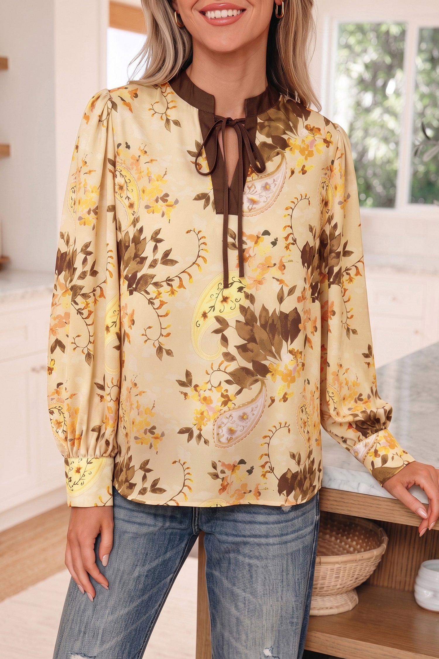 Blouse femme manches longues — kaki
