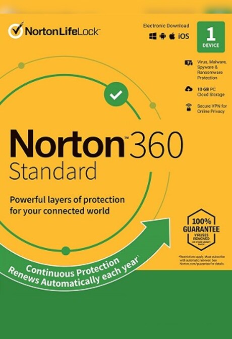Norton 360 Standard (1 Device, 1 Year) - NortonLifeLock Key - UNITED KINGDOM