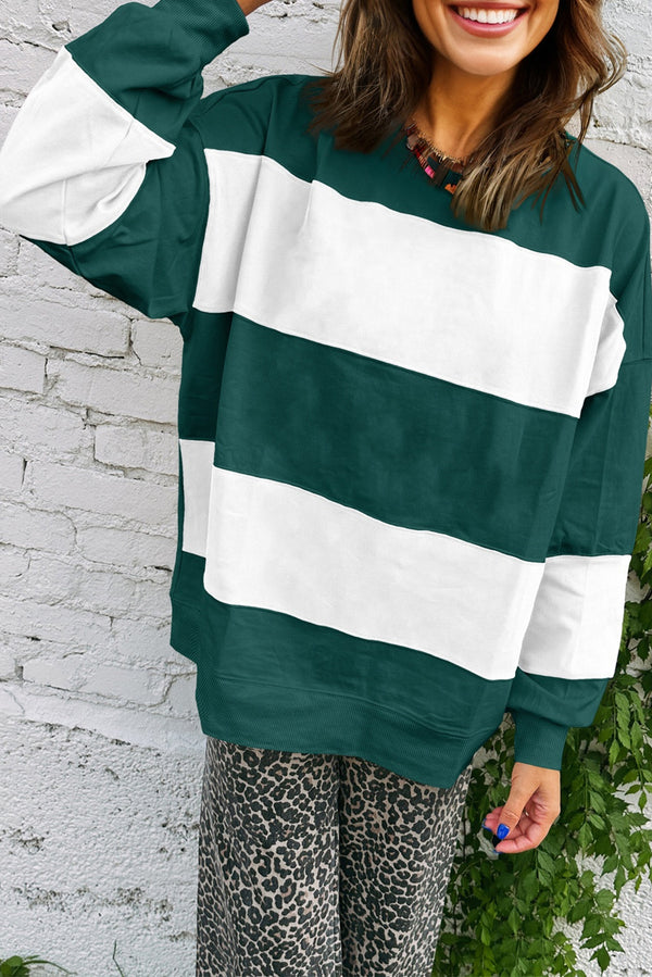 Sweat femme épaules tombantes, colorblock