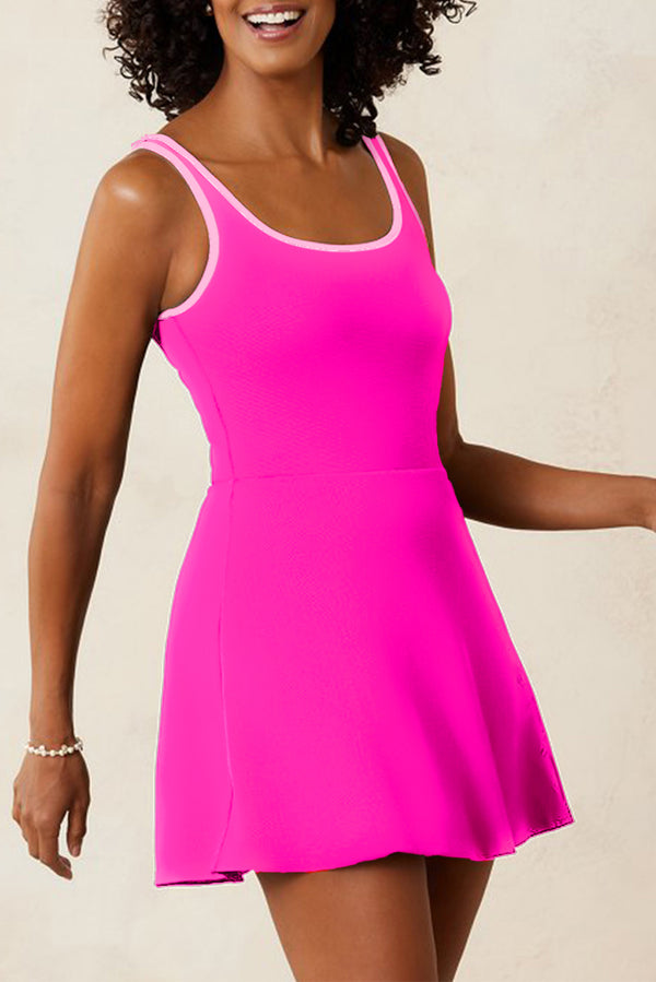 Robe femme bordure contrastée — rouge rose
