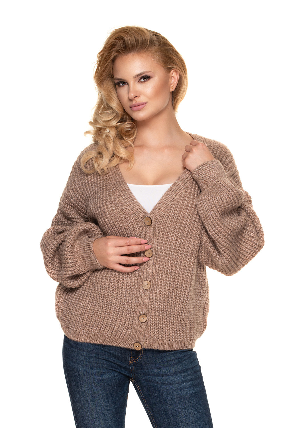 Cardigan femme PeeKaBoo — beige