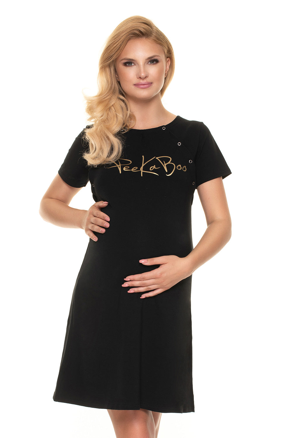 Chemise de nuit de grossesse femme PeeKaBoo — noir