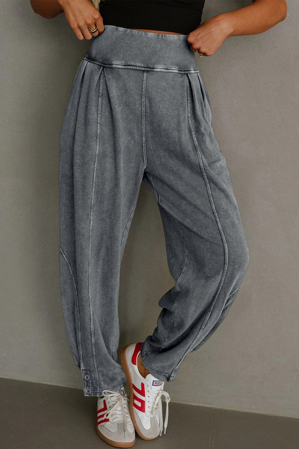 Pantalon femme taille haute, casual — gris