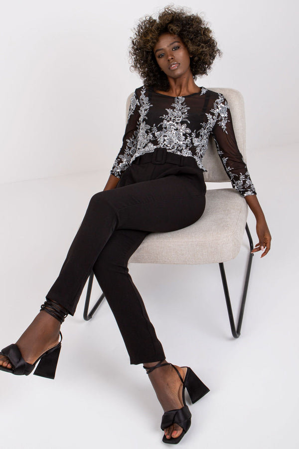 Chaussures à talons femme Italy Moda Pantalon Pantalon — noir