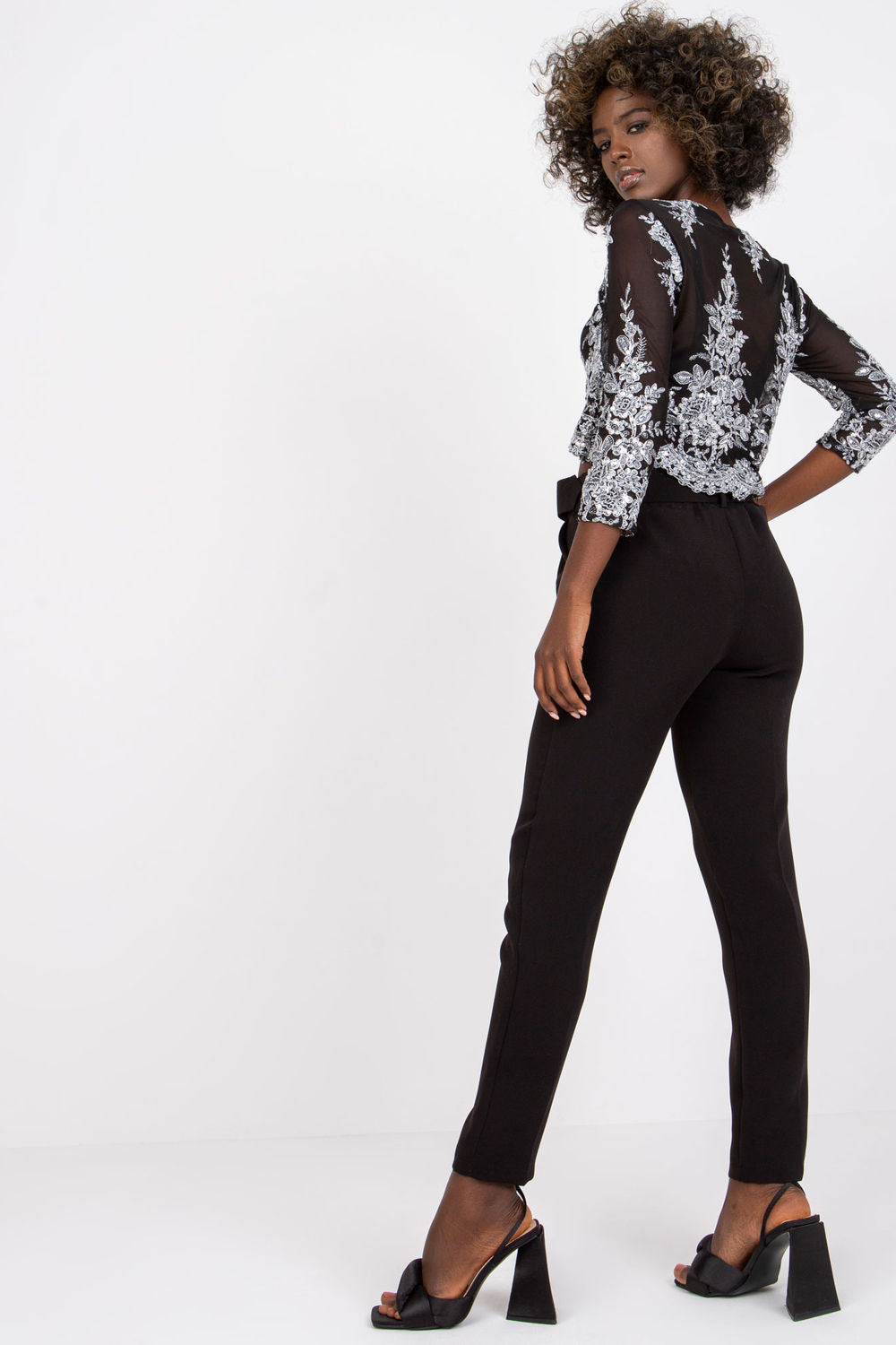 Chaussures à talons femme Italy Moda Pantalon Pantalon — noir