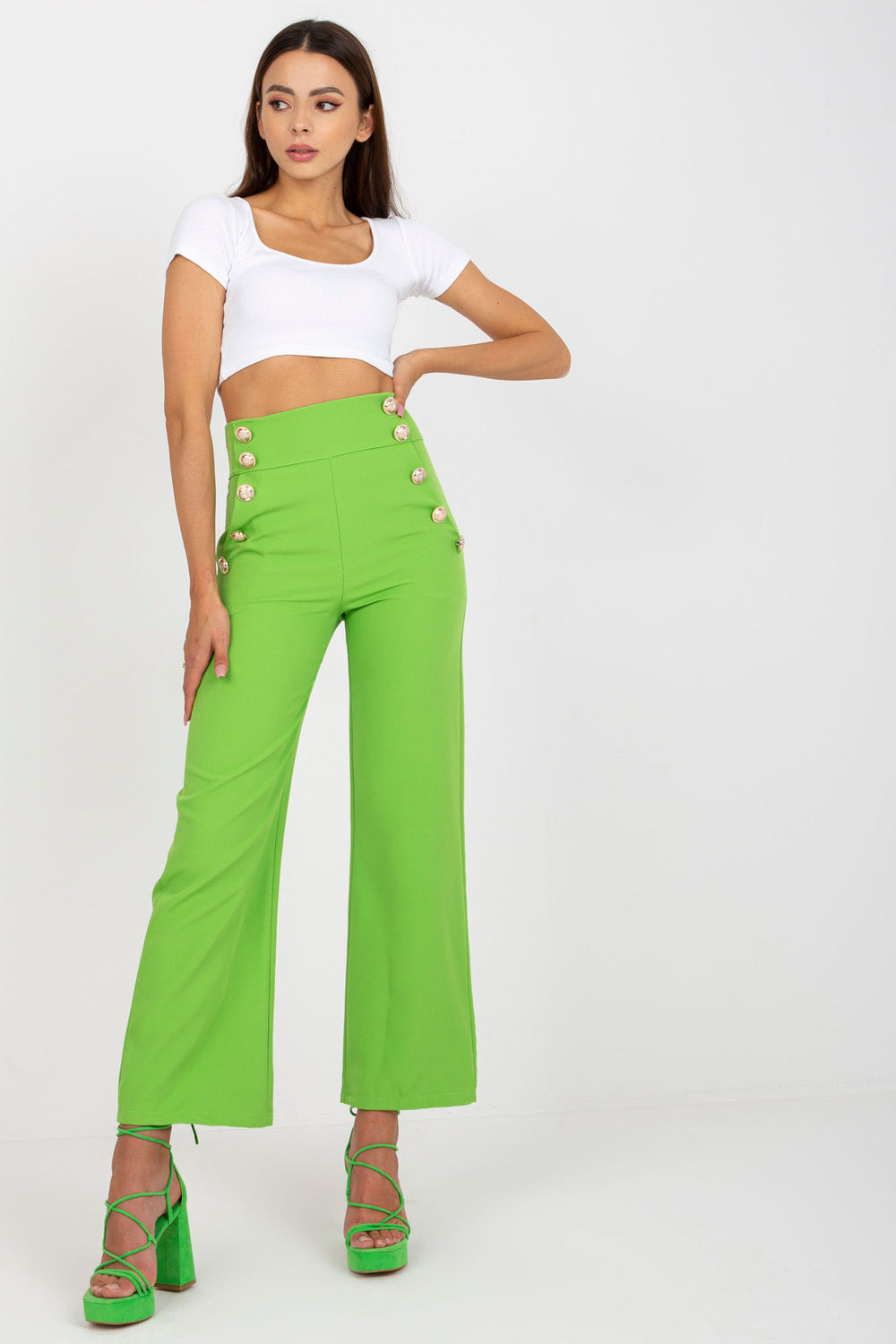 Chaussures à talons femme Italy Moda Pantalon Pantalon — vert