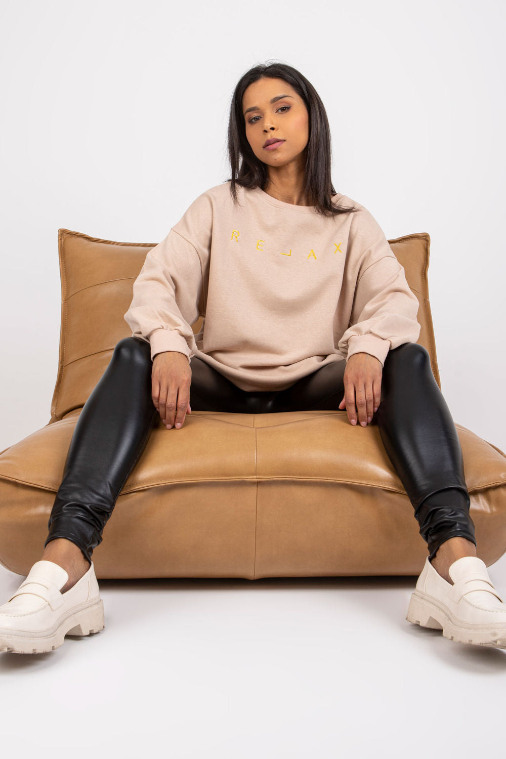 T-shirt femme Ex Moda Sweatshirt Sweatshirt — beige