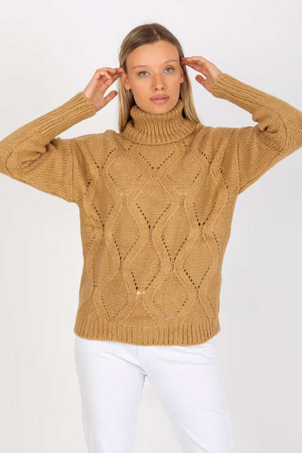 Pull femme Rue Paris Col Roulé Col — brun