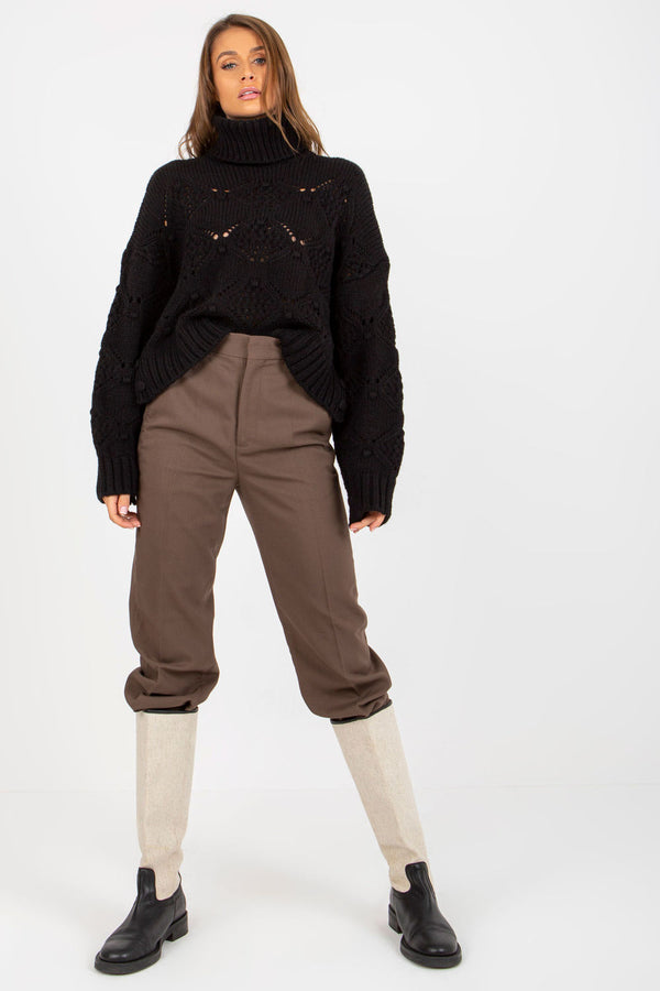Pull femme EM Col Roulé Col — noir