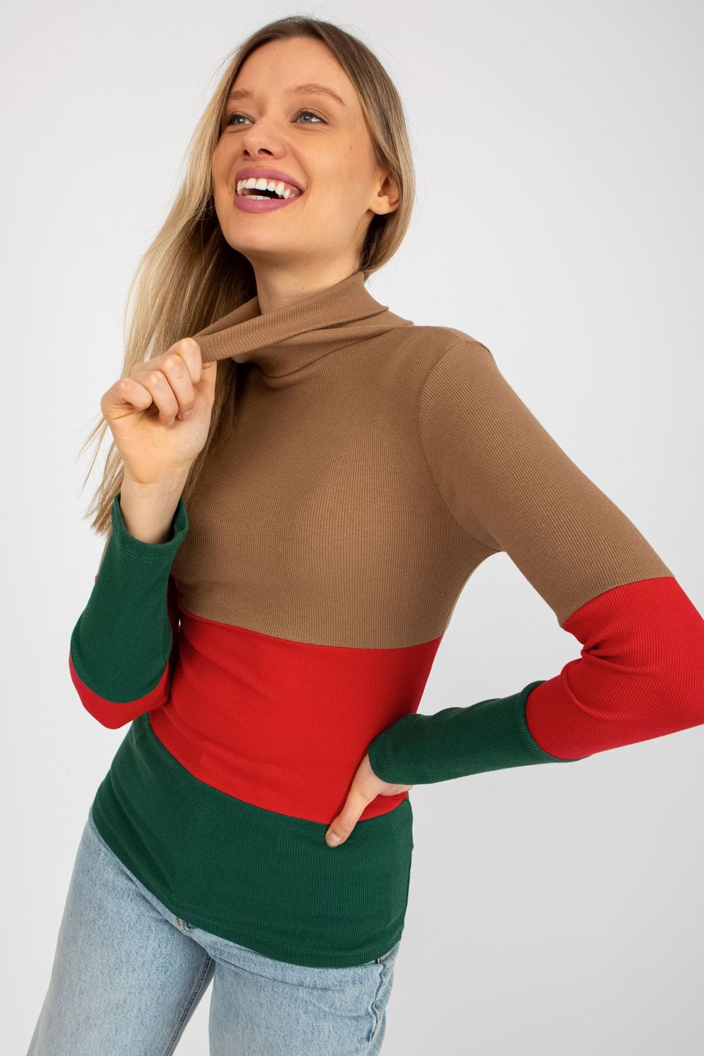 Pull femme Relevance Col Roulé Col — brun