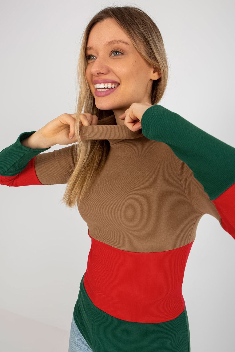 Pull femme Relevance Col Roulé Col — brun