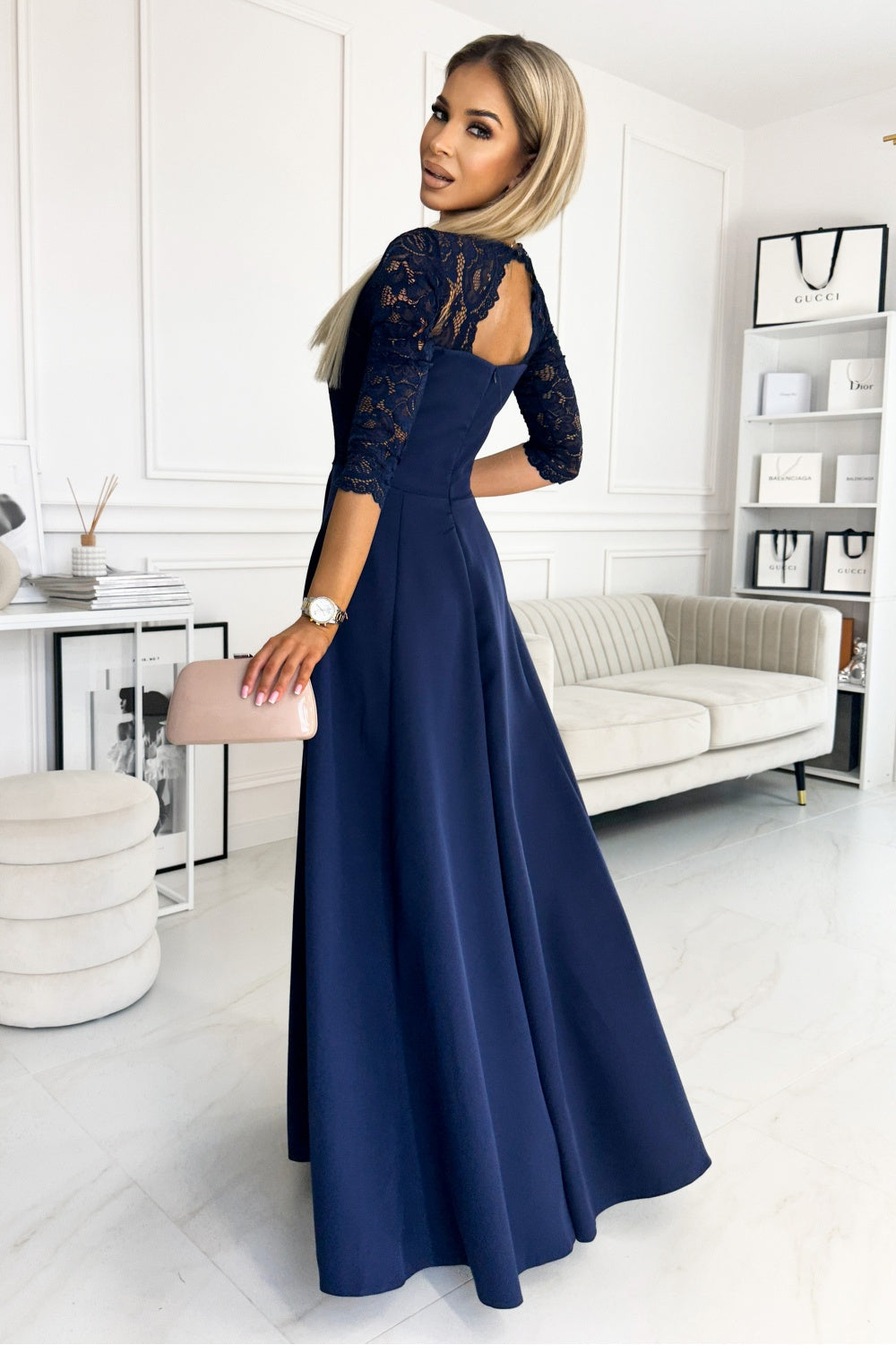 Robe femme Numoco Longue Longue — bleu marine