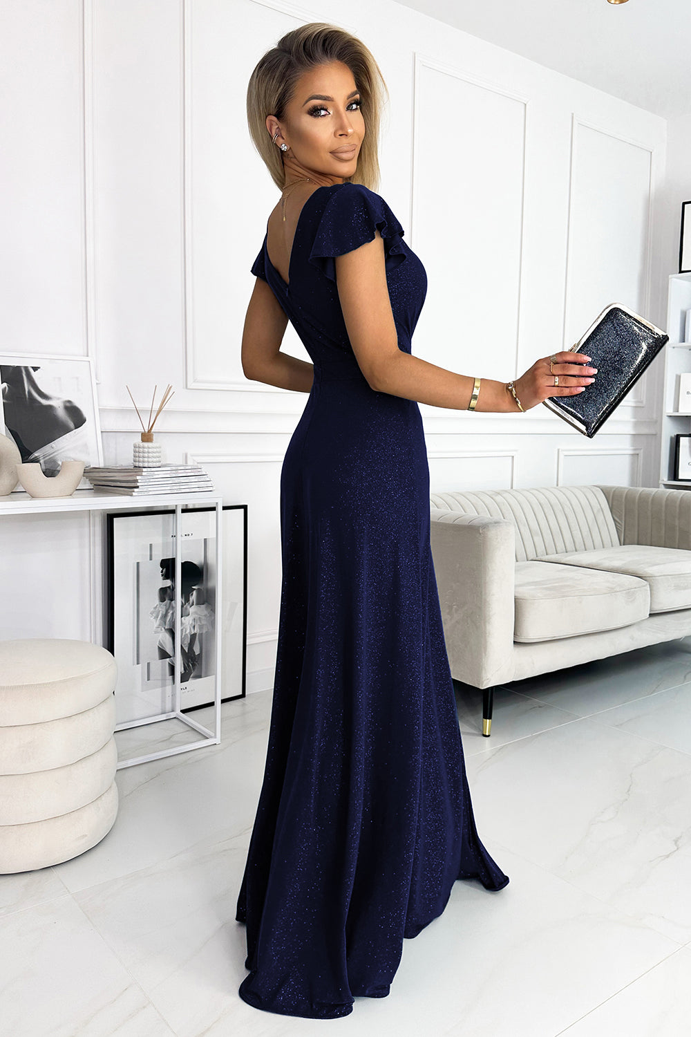 Robe femme Numoco Longue Longue — bleu marine