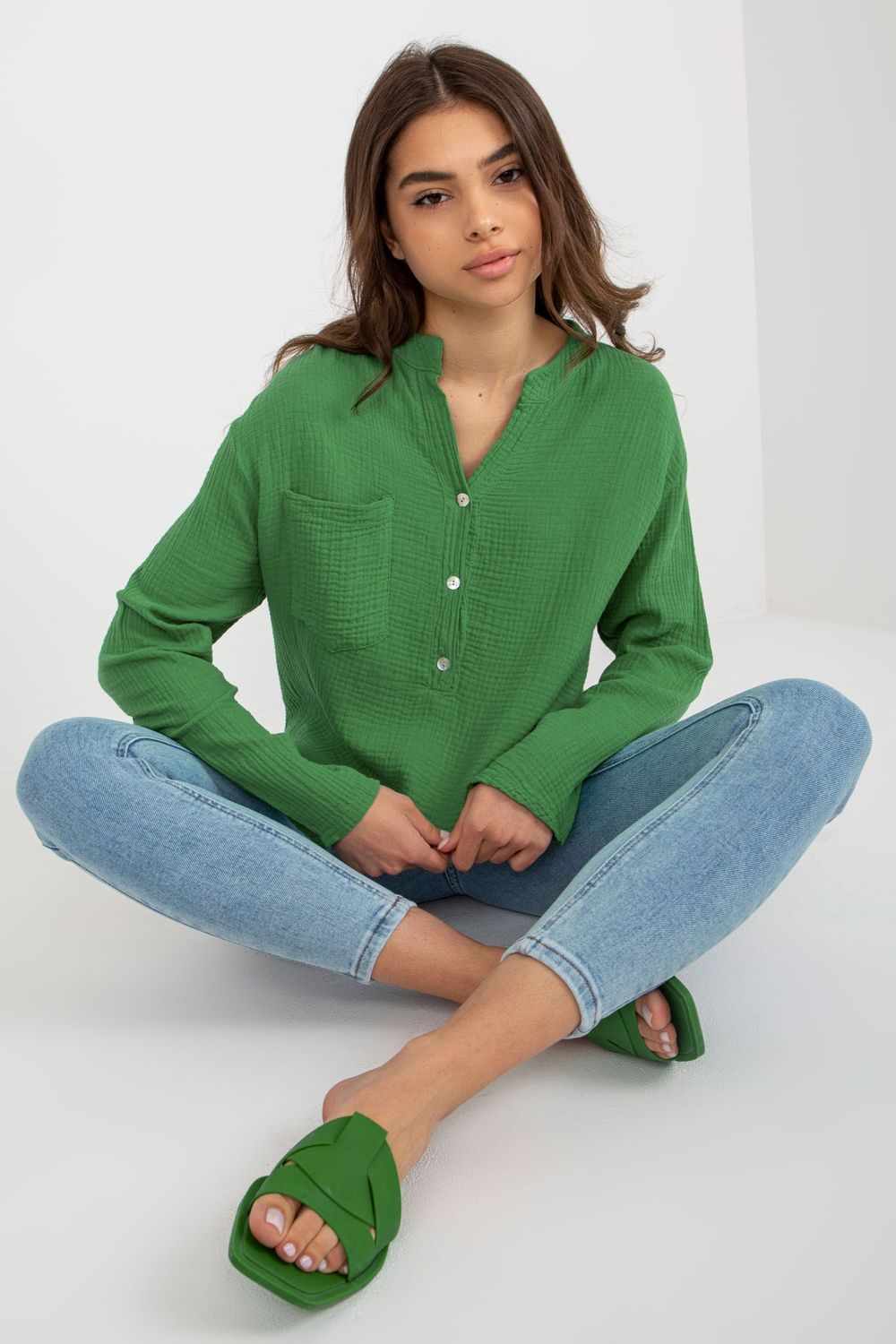 Blouse femme Och Bella Chemisier Chemisier — vert
